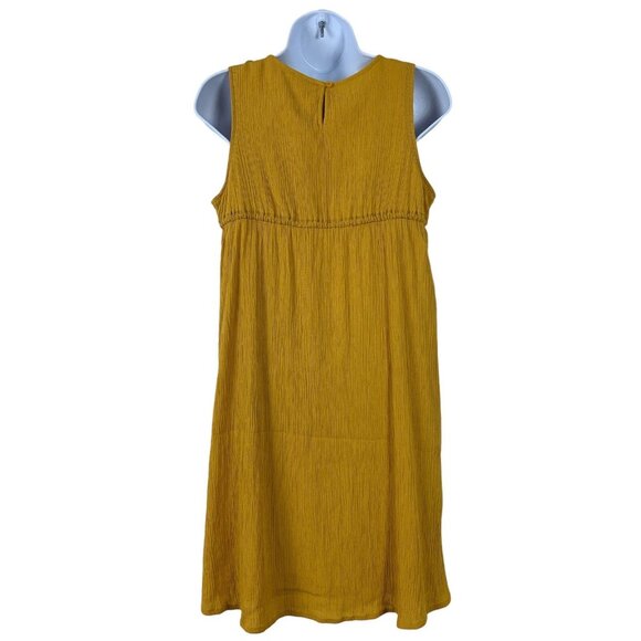A&I Sleeveless Mustard Yellow Crinkle Texture Summer Dress Small - Picture 5 of 12